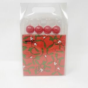 Vintage Red Green Molca Design Gift Set Round Sphere Candles Napkins 6064 5432